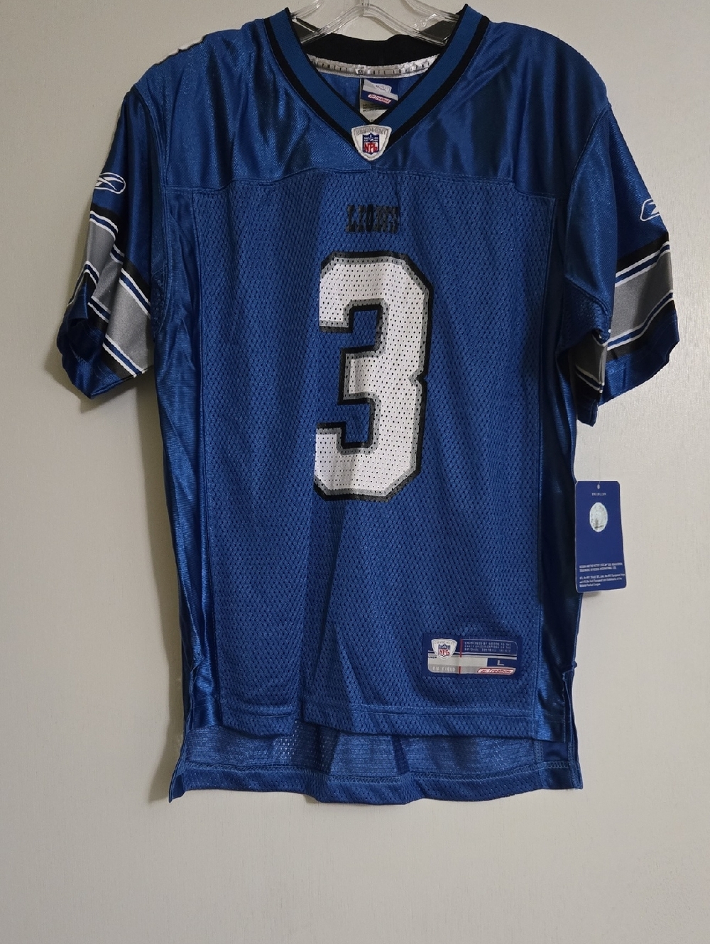 NFL Royal Blue Lions Football Jersey with White Number 3